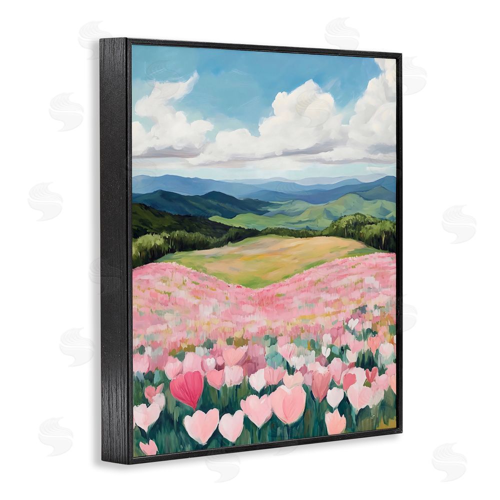 The Prints Vibe Blush Pink Poppy Field Black Framed Giclee Wall Art Print