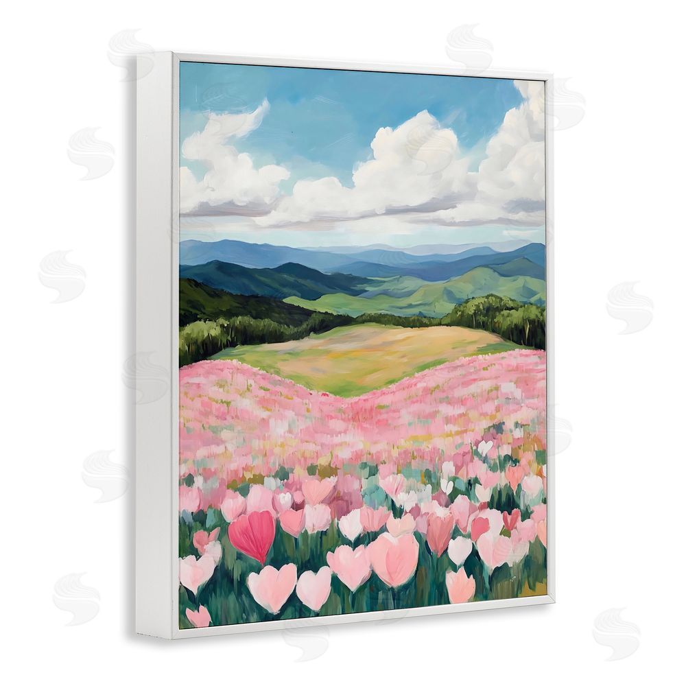 The Prints Vibe Blush Pink Poppy Field White Framed Giclee Wall Art Print