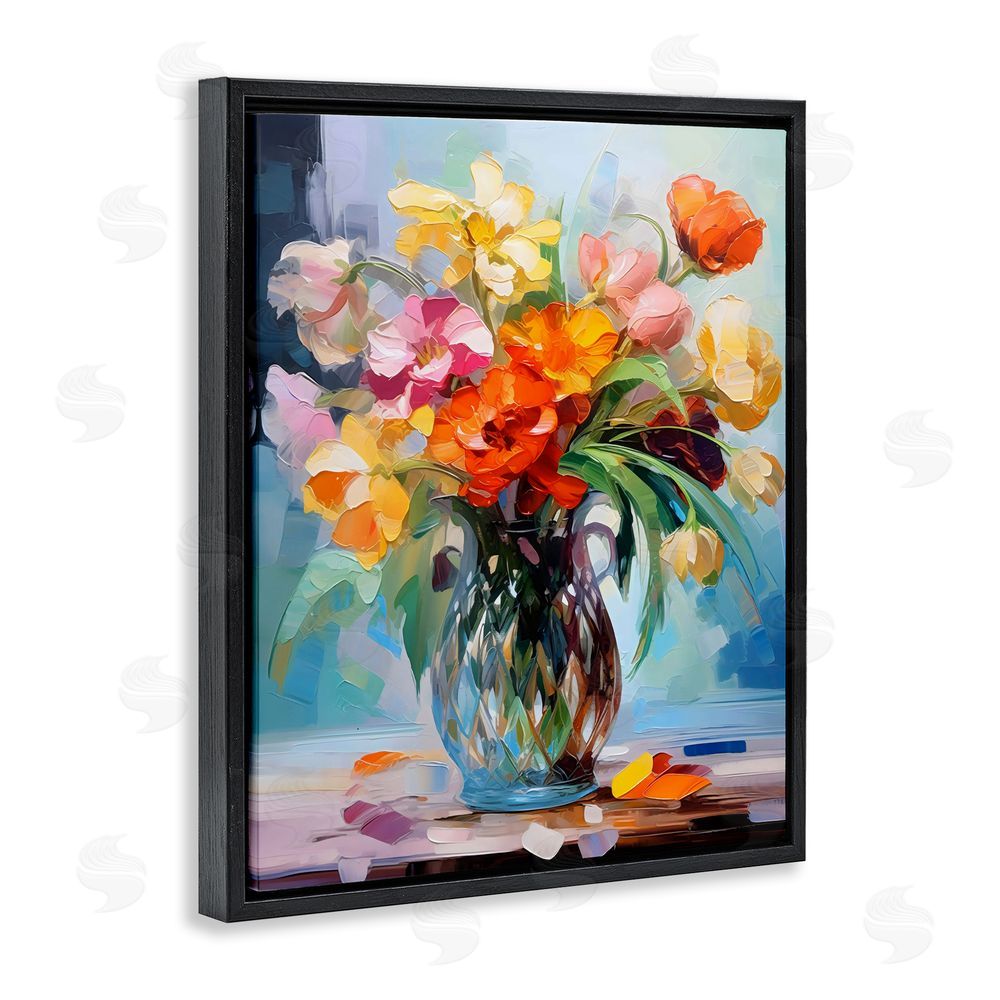 Creative Studio Dreamy Bouquet of Vibrant Blooms Black Floating Frame Canvas Wall Art Print
