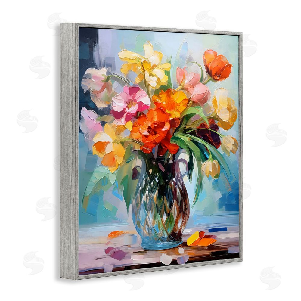 Creative Studio Dreamy Bouquet of Vibrant Blooms Gray Framed Giclee Wall Art Print