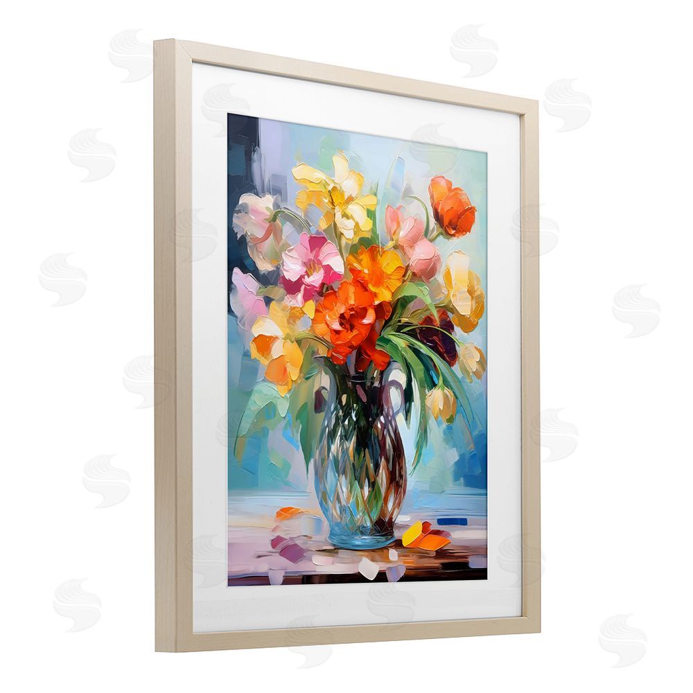 Creative Studio Dreamy Bouquet of Vibrant Blooms Brown Framed Print Under Glass Wall Art