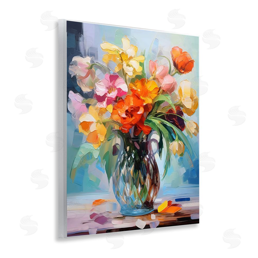 Creative Studio Dreamy Bouquet of Vibrant Blooms Wall Plaque with Fixed Lithograph Print