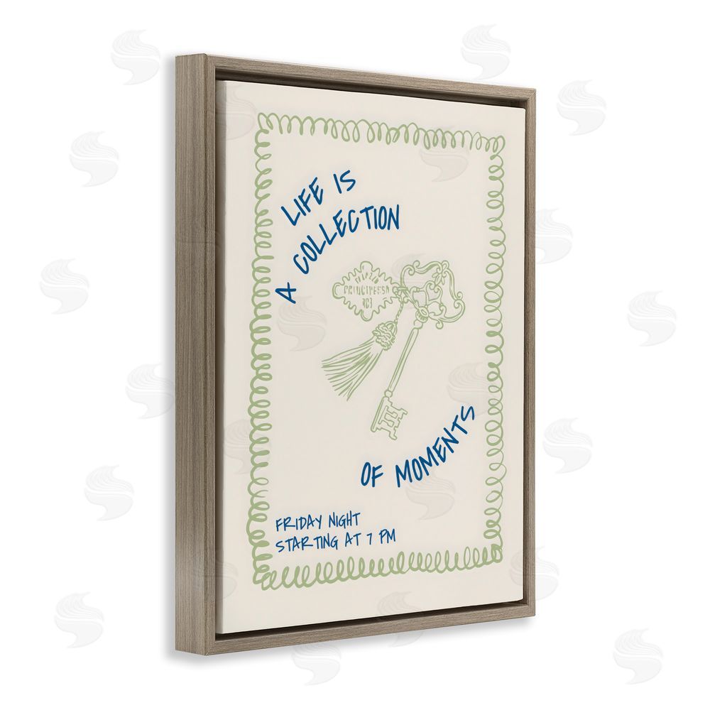The Prints Vibe A Collection of Moments Brown Floating Frame Stretched Canvas Wall Art Print