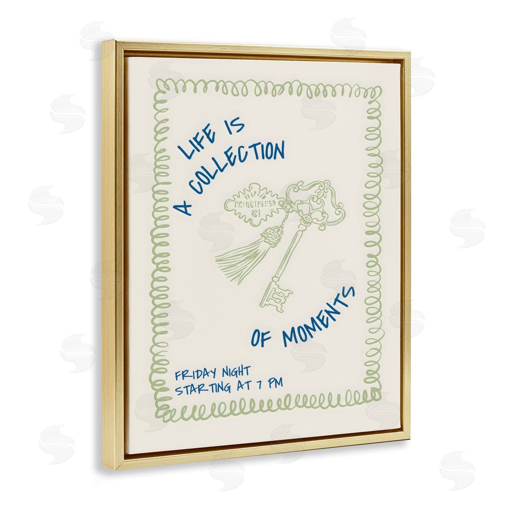 The Prints Vibe A Collection of Moments Gold Floating Frame Stretched Canvas Wall Art Print