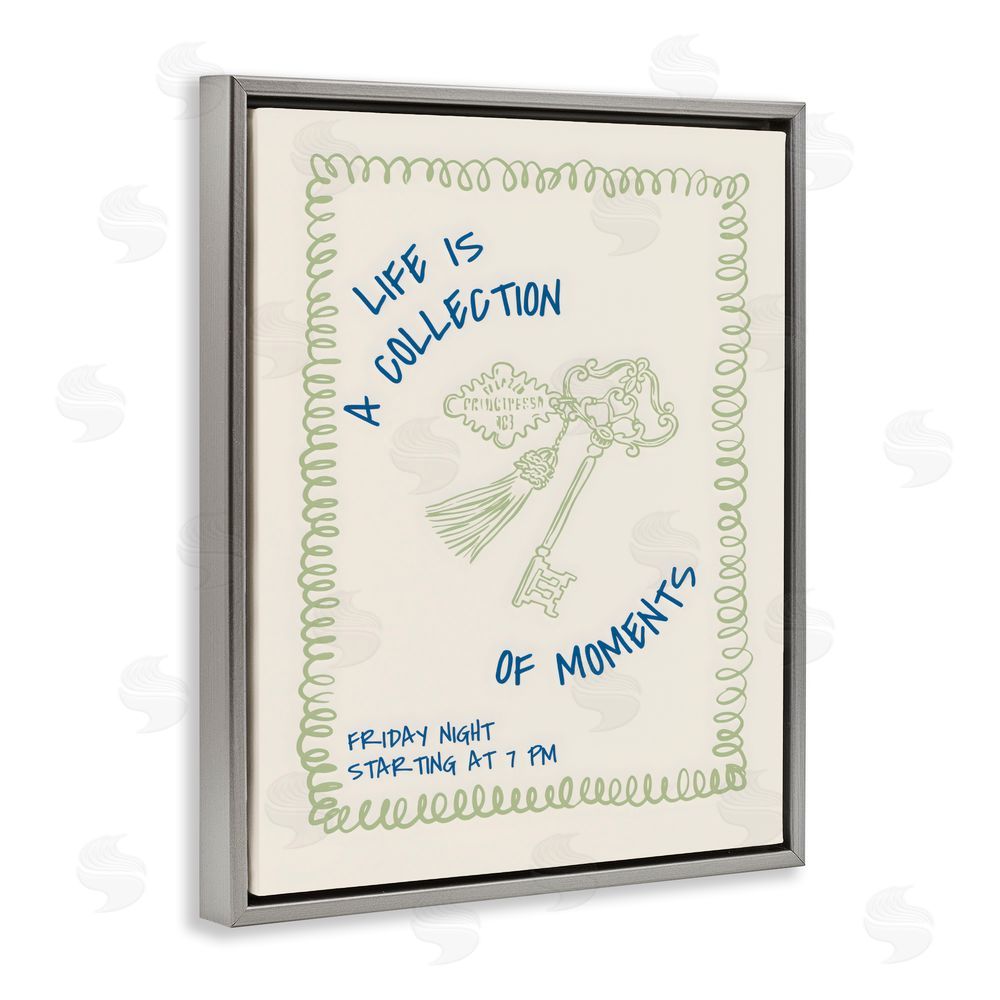 The Prints Vibe A Collection of Moments Gray Floating Frame Stretched Canvas Wall Art Print
