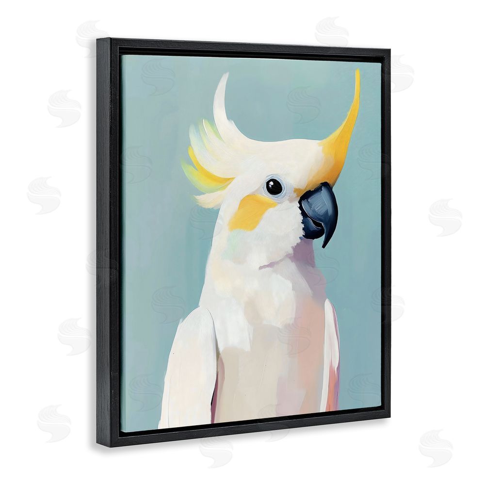 The Prints Vibe Yellow Crested Cockatoo Black Floating Framed Canvas Wall Art Print