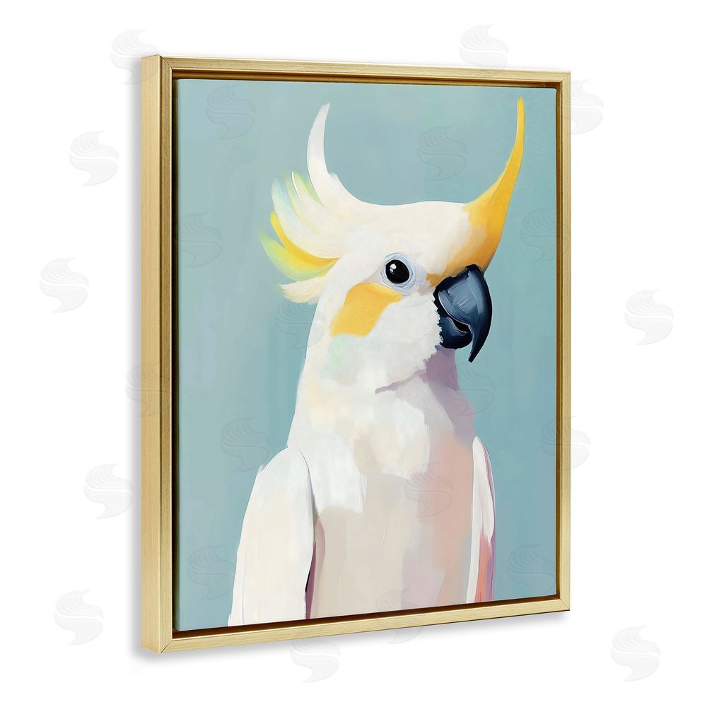 The Prints Vibe Yellow Crested Cockatoo Gold Floating Framed Canvas Wall Art Print