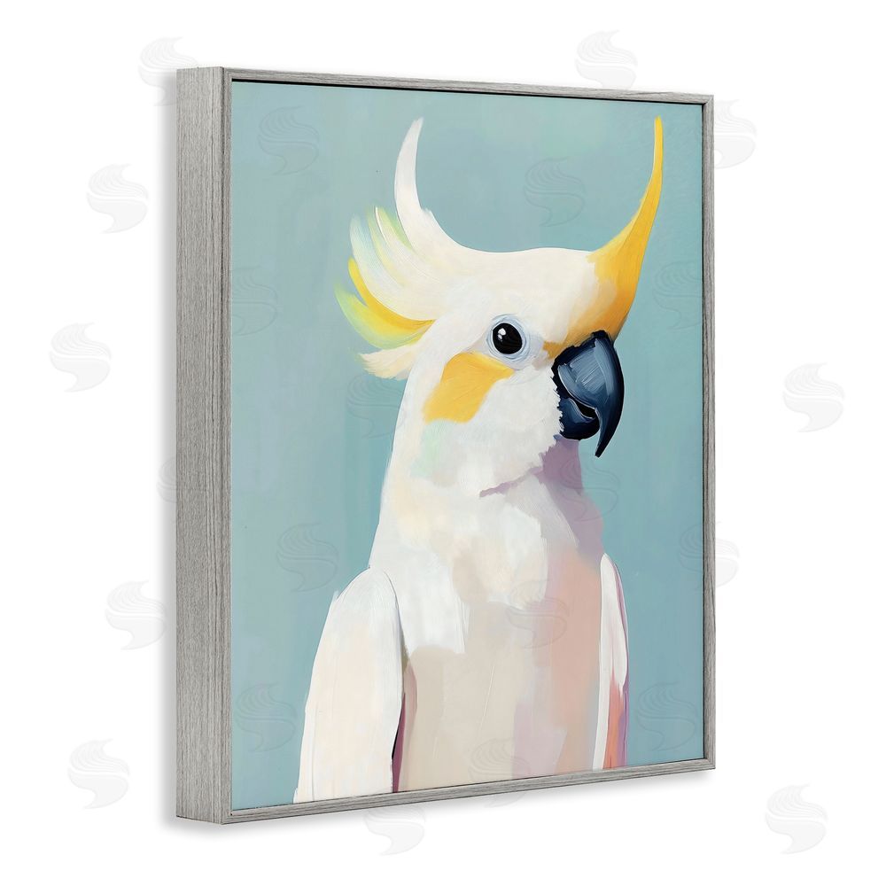 The Prints Vibe Yellow Crested Cockatoo Gray Framed Giclee Wall Art Print