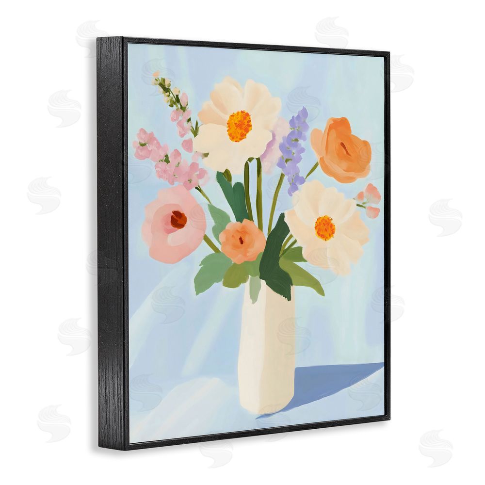 The Prints Vibe Floral Bouquet in Sleek White Vase Black Framed Giclee Wall Art