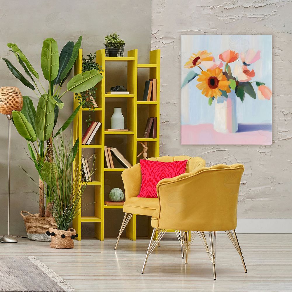 The Prints Vibe Sleek Vase Bouquet Stretched Canvas on Wall