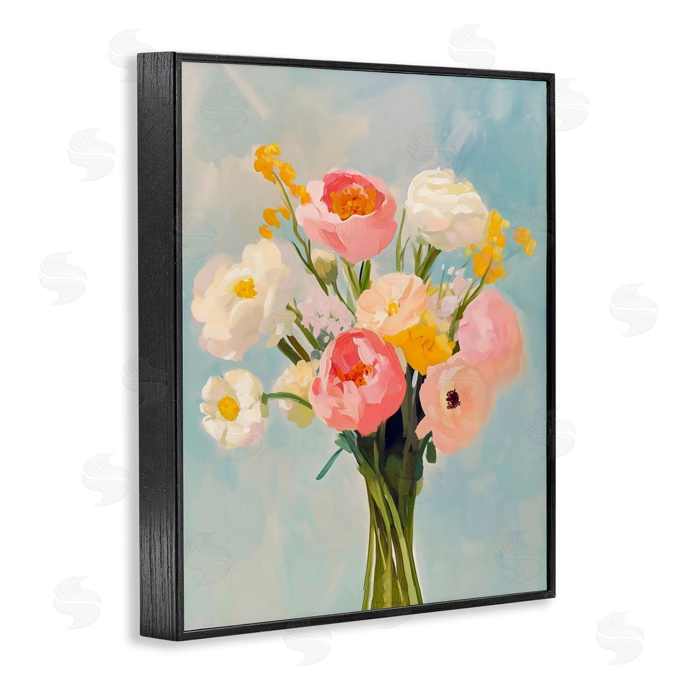 The Prints Vibe Eclectic Floral Bouquet Black Framed Giclee Wall Art