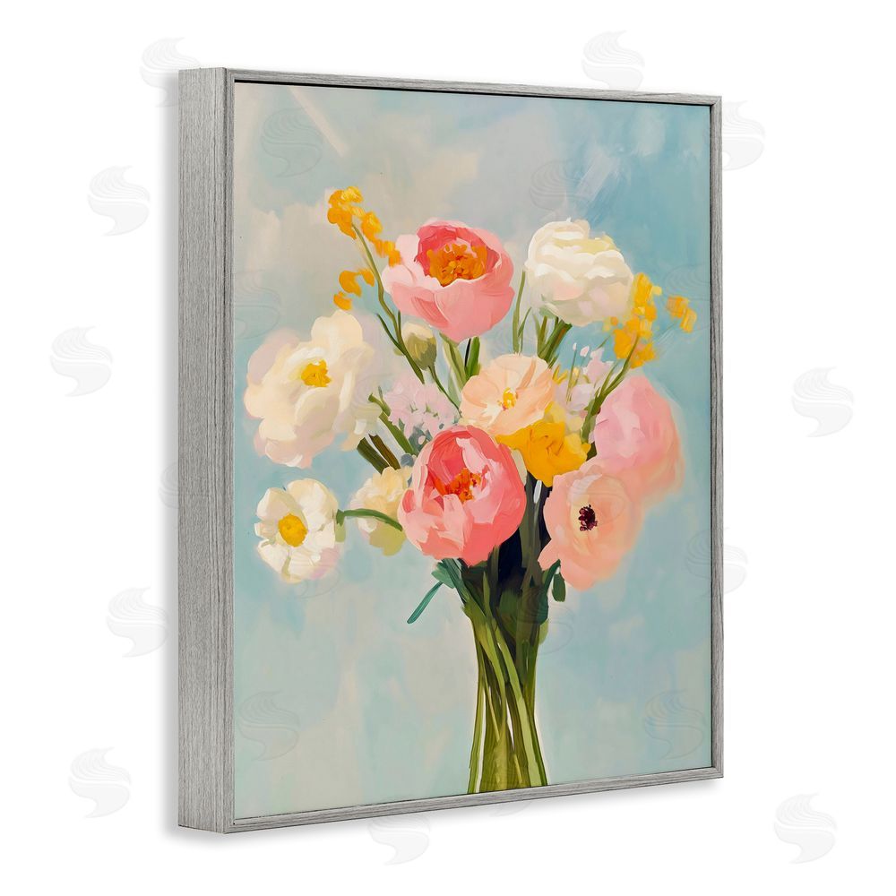The Prints Vibe Eclectic Floral Bouquet Gray Framed Giclee Wall Art