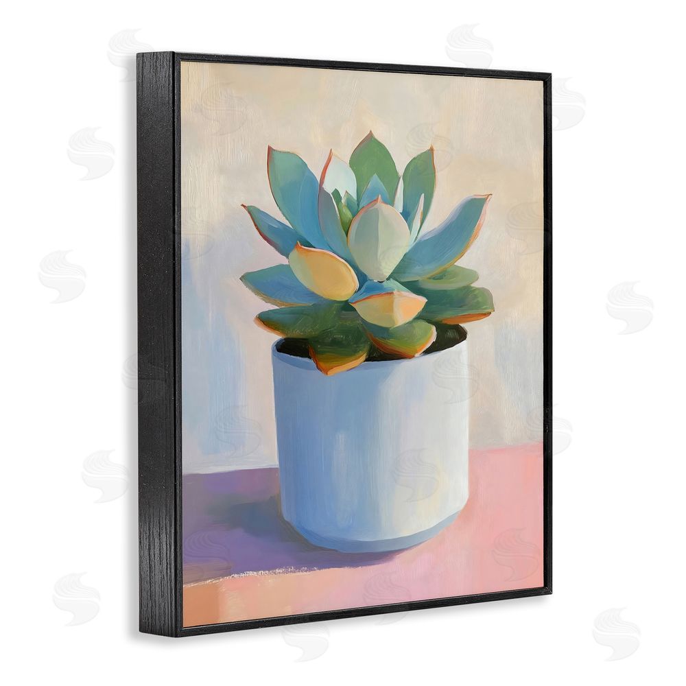 The Prints Vibe Succulent Plant in White Pot Black Framed Giclee Wall Art Print
