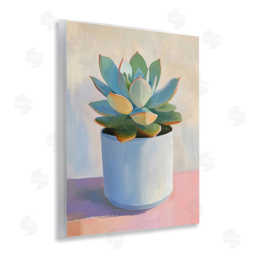 The Prints Vibe Succulent Plant in White Pot Wall Plaque Printed Art