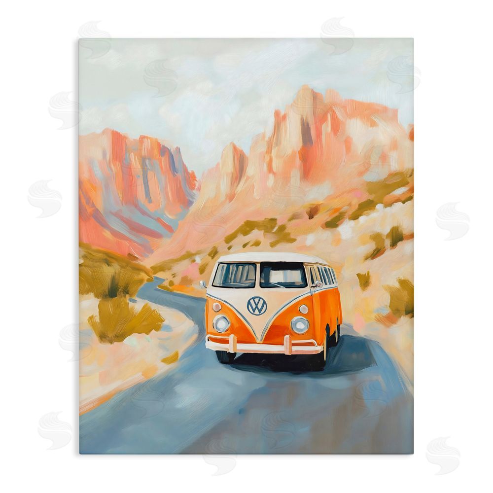 The Prints Vibe Van Life Desert Canyon Stretched Canvas Wall Art Print