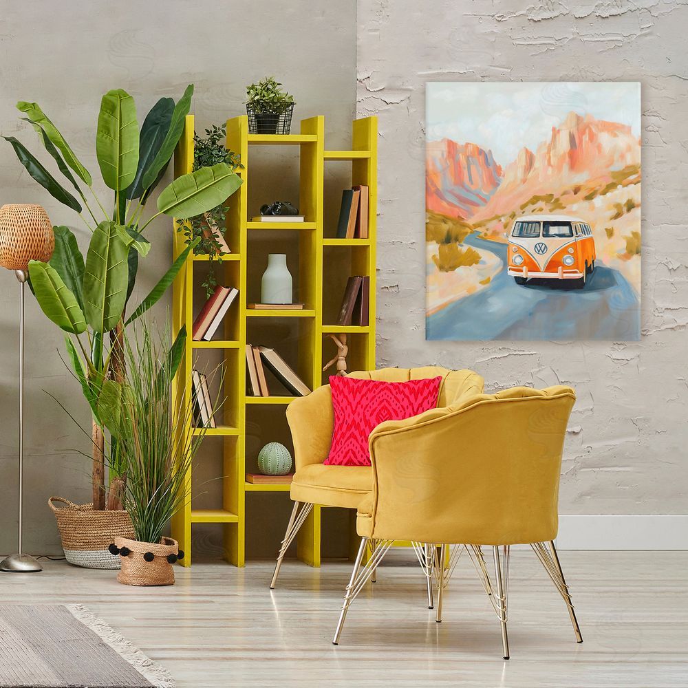 The Prints Vibe Van Life Desert Canyon Stretched Canvas on Wall