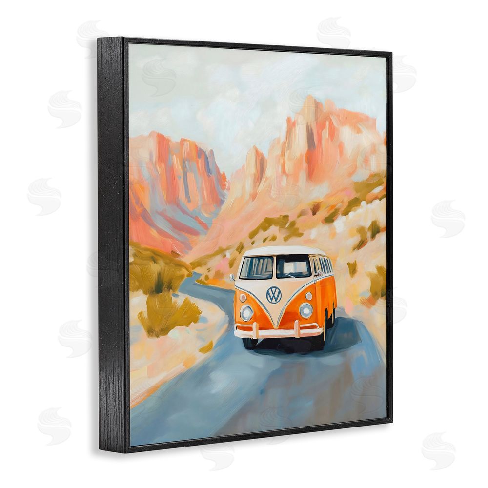 The Prints Vibe Van Life Desert Canyon Black Framed Giclee Wall Art Print