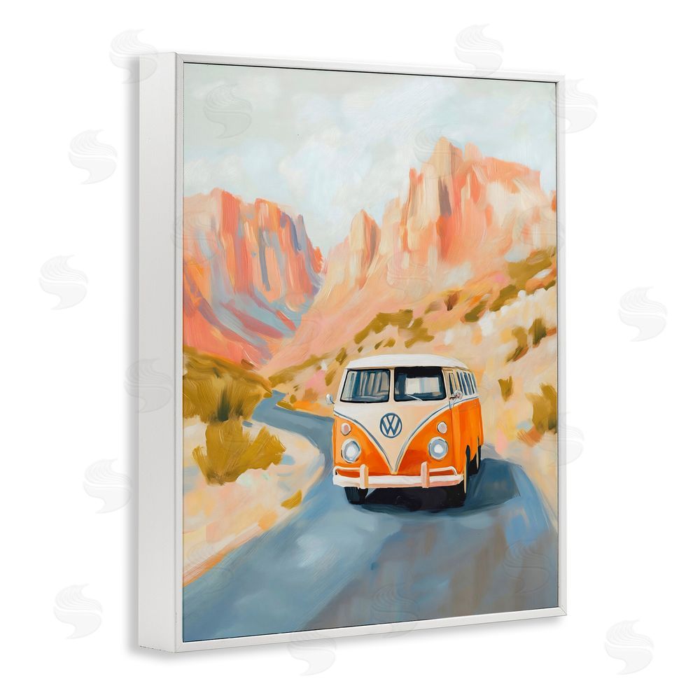 The Prints Vibe Van Life Desert Canyon White Framed Giclee Wall Art Print