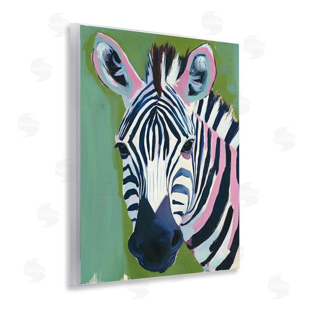 The Prints Vibe Funky Zebra over Green Wall Plaque Home Decor Art Print