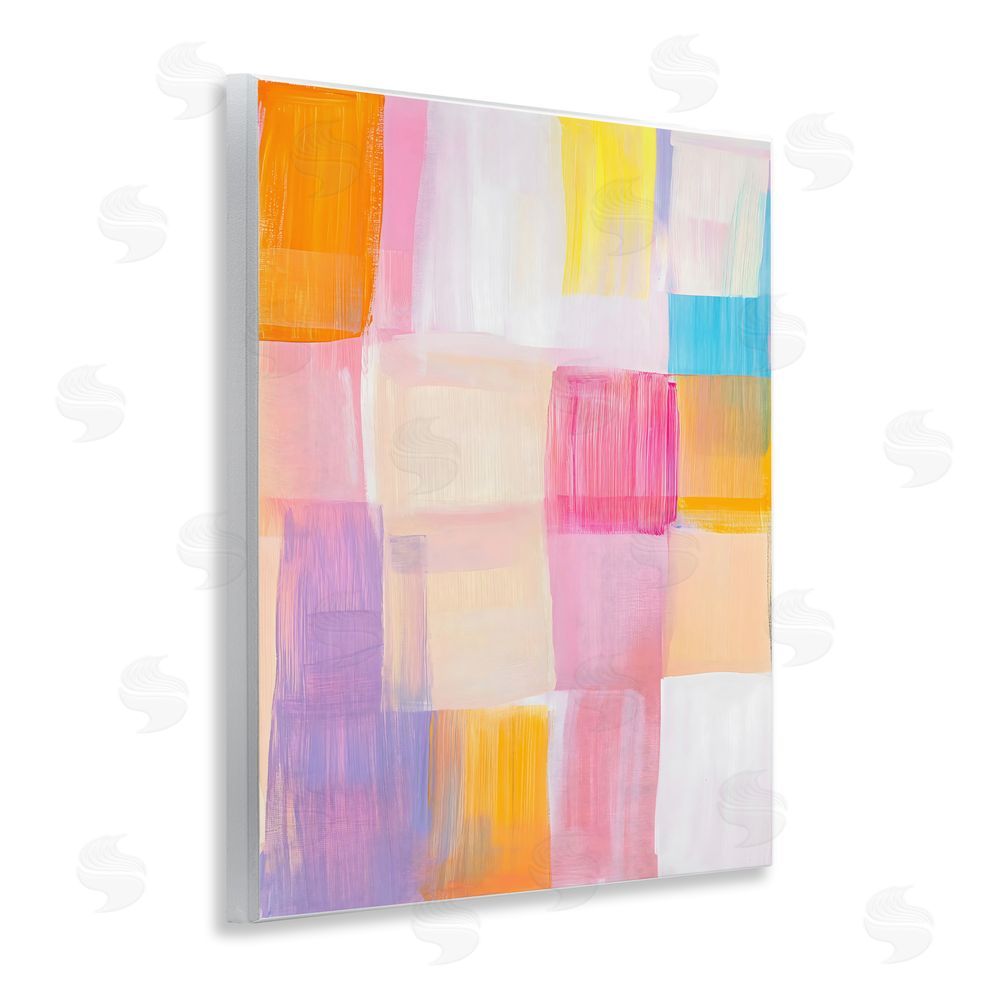 The Prints Vibe Abstract Grid Brushstrokes Wall Plaque Art Print with White Foil Wrap