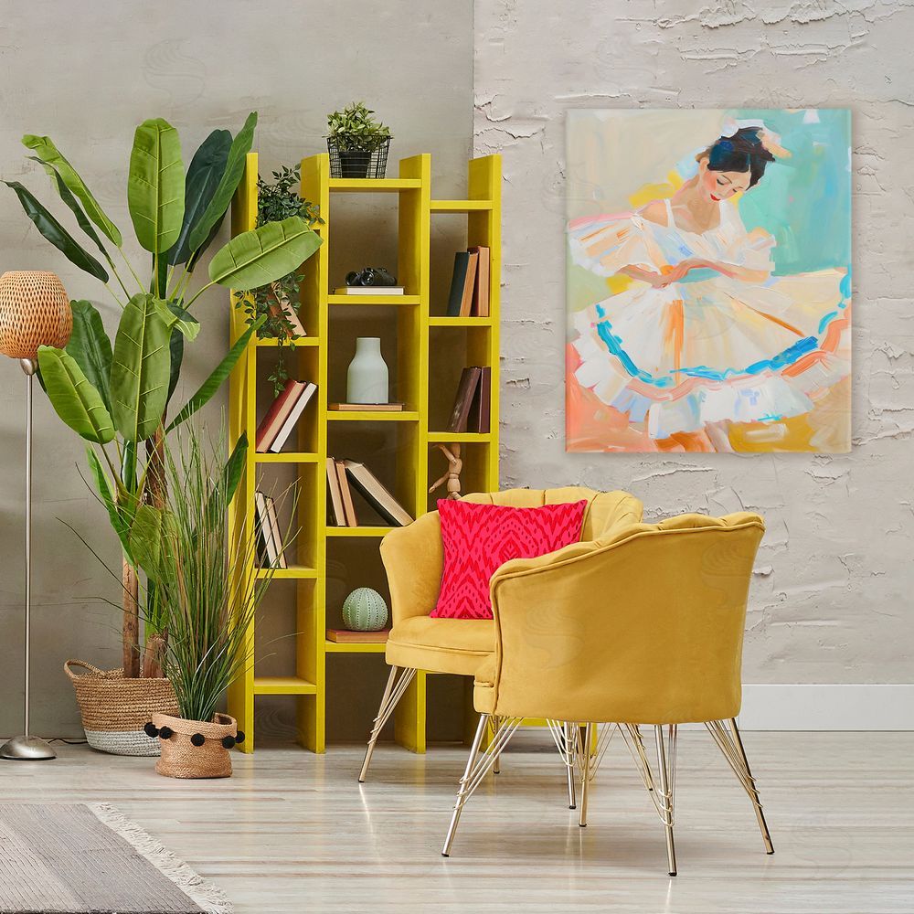 The Prints Vibe Dancer with Flowing Dress Stretched Canvas Wall Art in Room