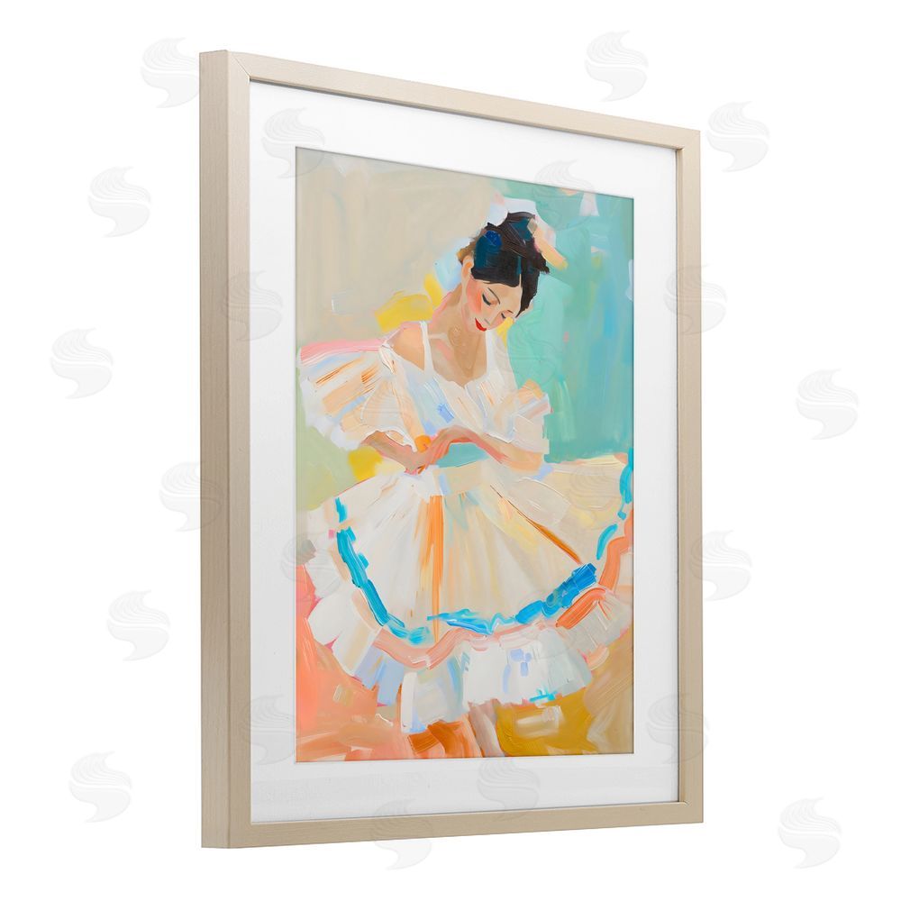 The Prints Vibe Dancer with Flowing Dress Brown Framed Print Under Glass Wall Art