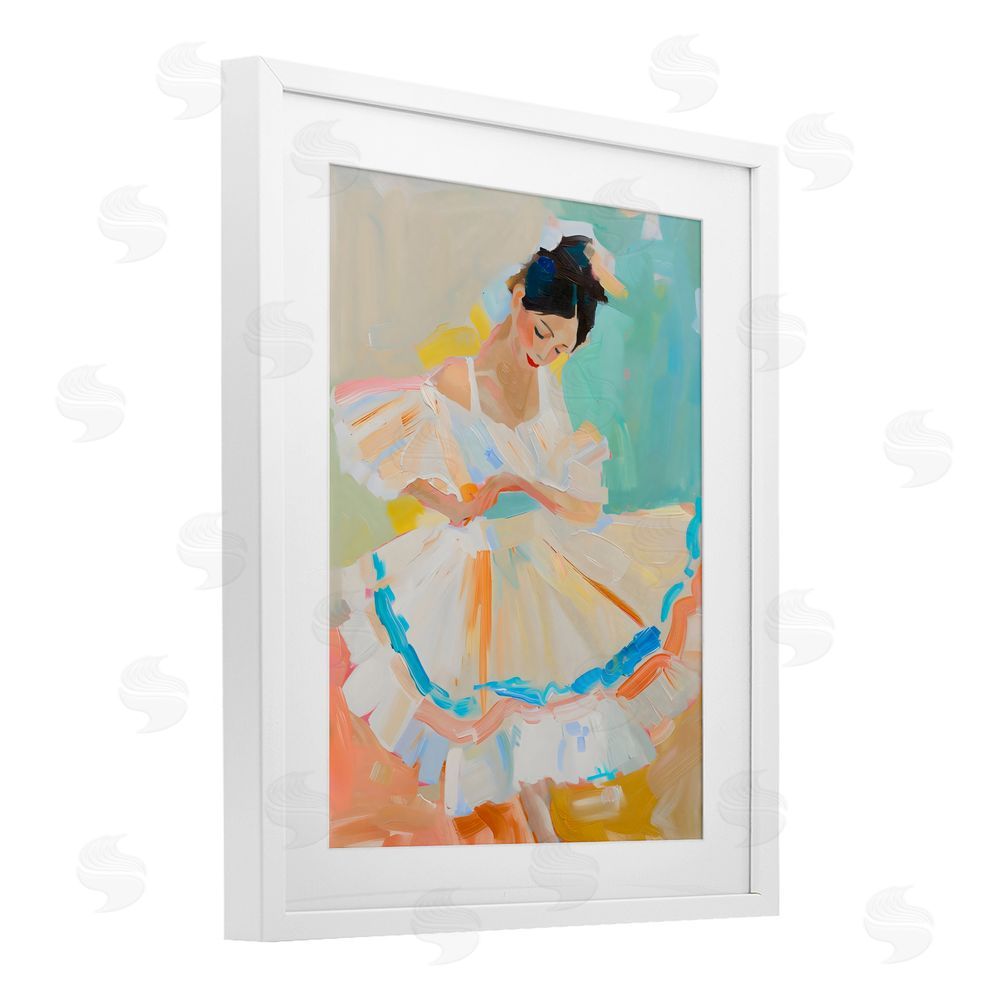 The Prints Vibe Dancer with Flowing Dress White Framed Print Under Glass Wall Art