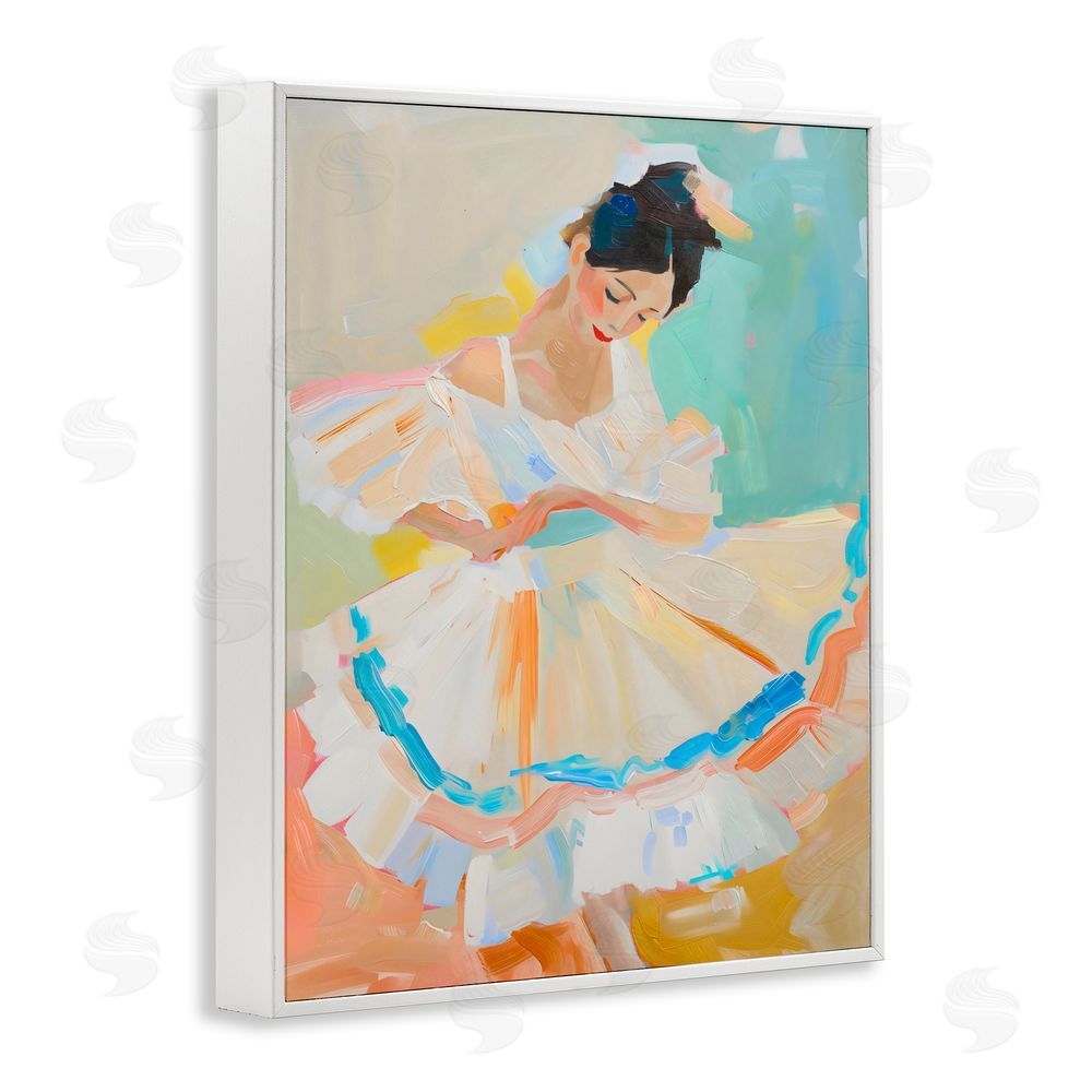 The Prints Vibe Dancer with Flowing Dress White Framed Giclee Wall Art Print