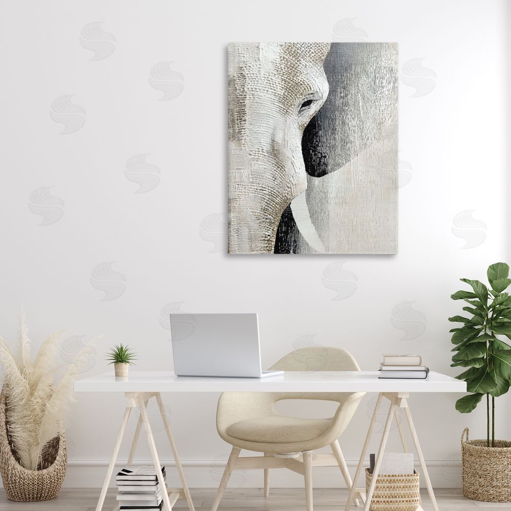 LSR Design Studio Faux Textured Elephant Stretched Canvas Wall Art in Room