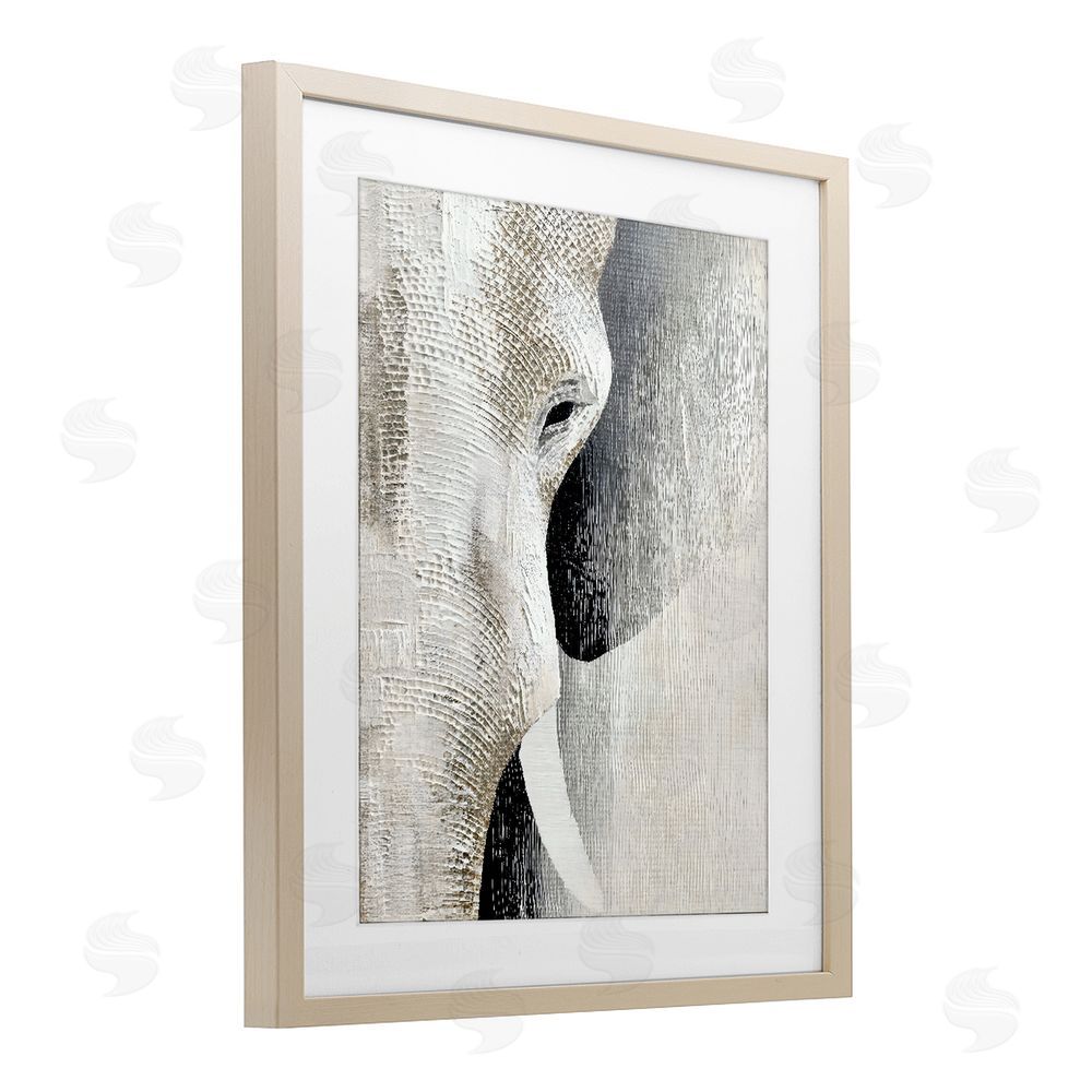 LSR Design Studio Faux Textured Elephant Brown Framed Print Under Glass Wall Art