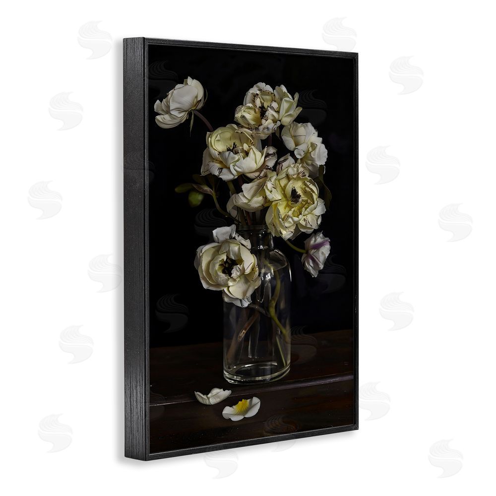Creative Studio Elegant Arrangement of Cream Blossoms Black Framed Giclee Wall Art