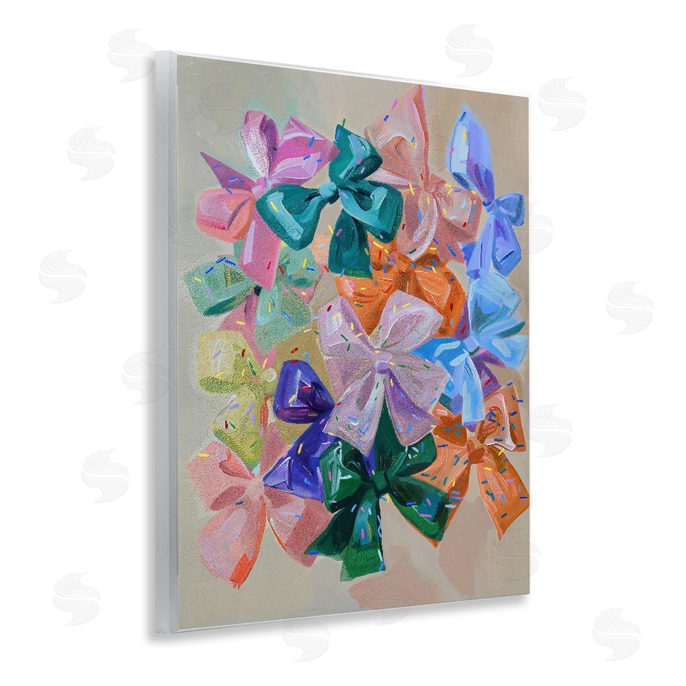 The Prints Vibe Bright Bows Cluster with Sprinkles Wall Plaque Art Print with White Foil Wrap