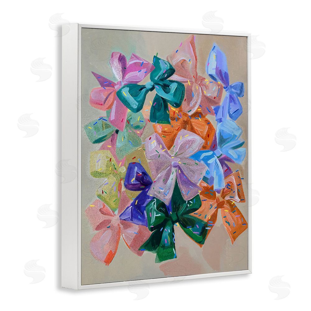 The Prints Vibe Bright Bows Cluster with Sprinkles White Framed Giclee Wall Art Print