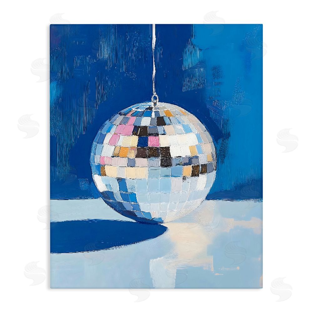The Prints Vibe Silver Dance Disco Ball Stretched Canvas Wall Art Print