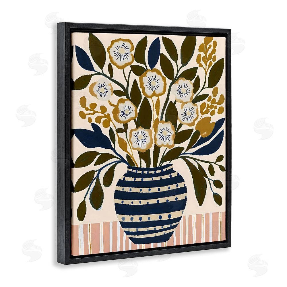Creative Studio Wild Bloom Boho Arrangement Black Floating Framed Canvas Wall Art Print