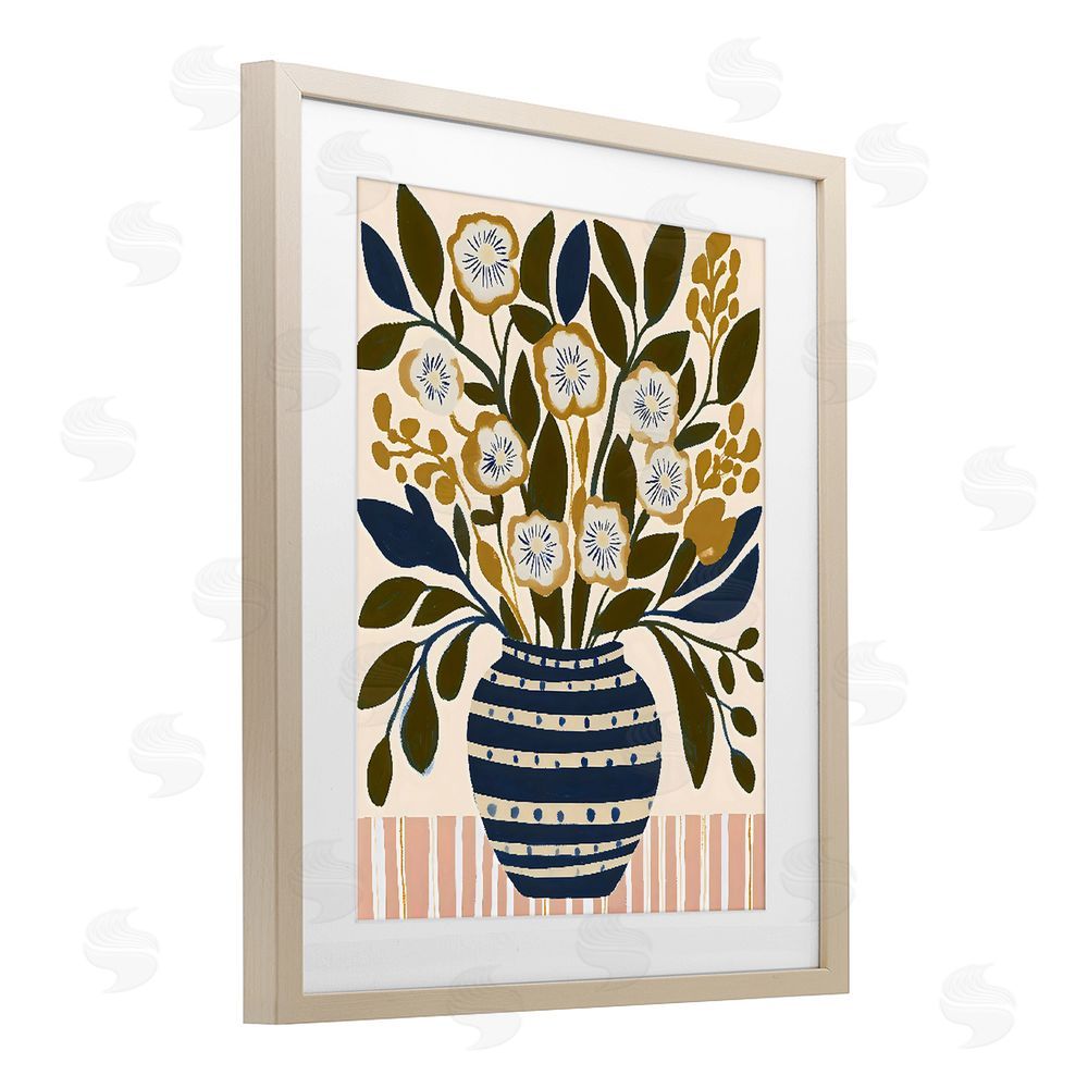Creative Studio Wild Bloom Boho Arrangement Brown Framed Print Under Glass with White Mat Wall Art