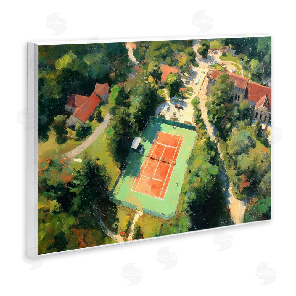 Petal Prints Design Aerial Tennis Court Park Wall Plaque Art Print with White Foil Wrap