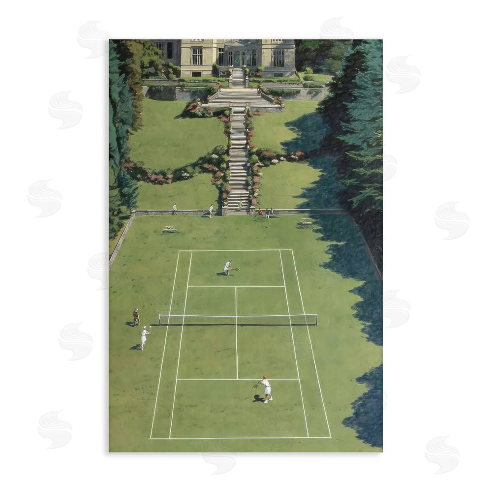 Petal Prints Design Tennis Court at Mansion Stretched Canvas Wall Art Print