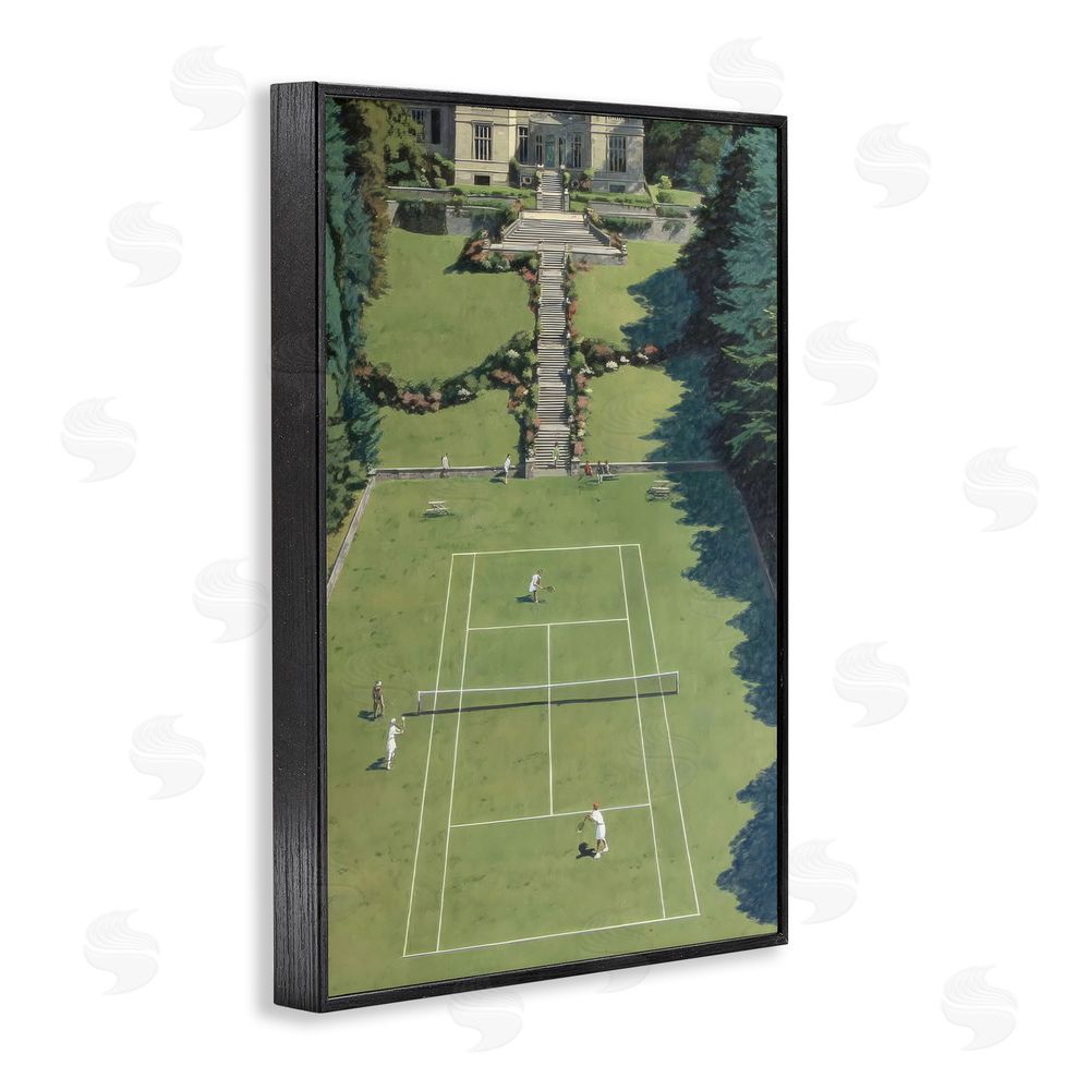 Petal Prints Design Tennis Court at Mansion Black Framed Giclee Wall Art Print
