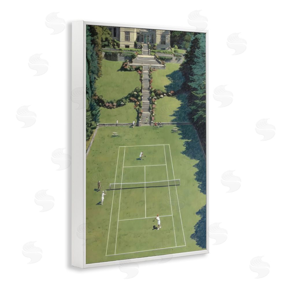 Petal Prints Design Tennis Court at Mansion White Framed Giclee Wall Art Print