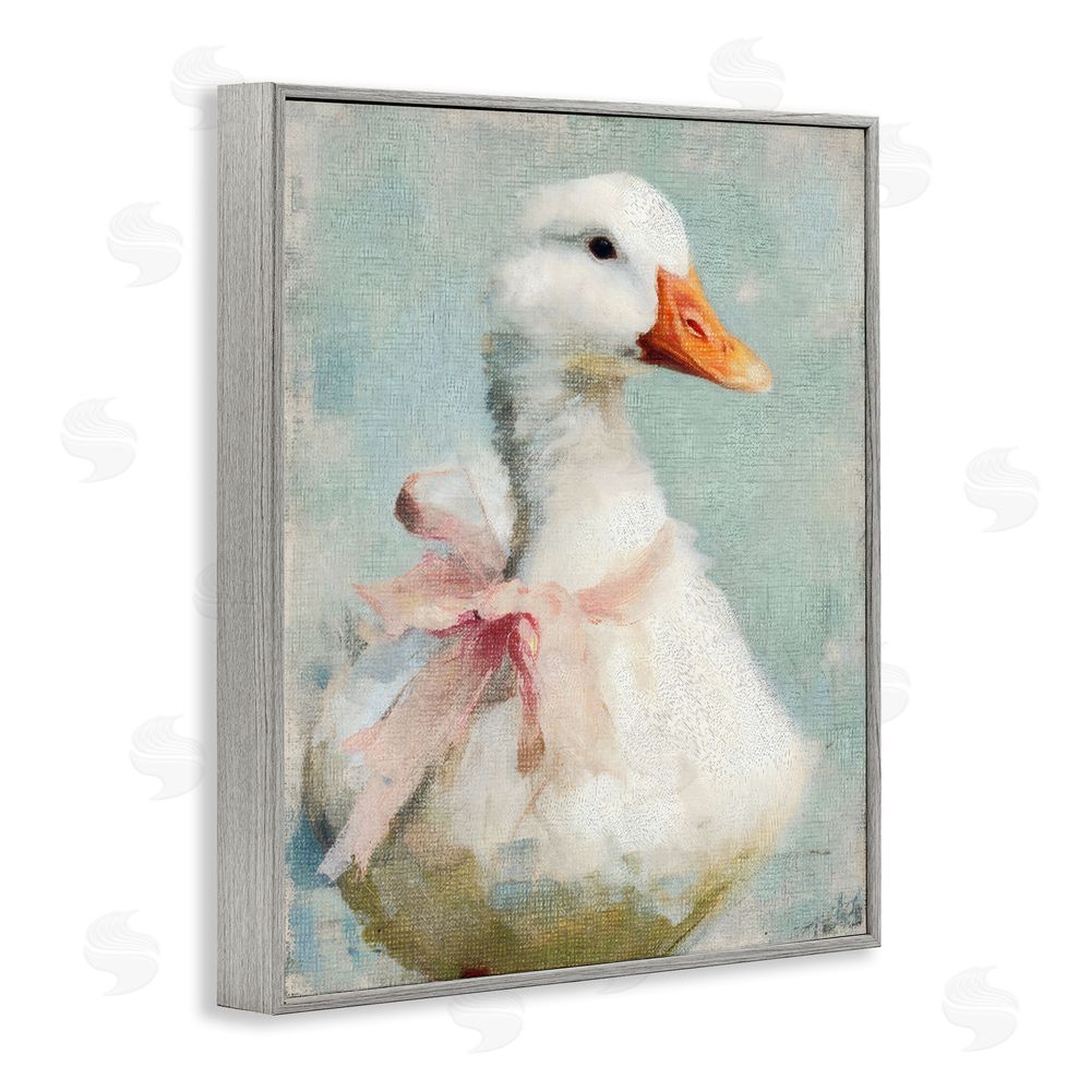 LSR Design Studio Soft Pink Bow Goose Gray Framed Giclee Wall Art Print