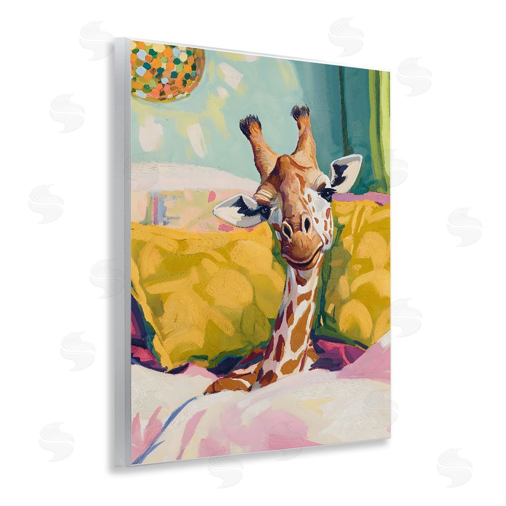 The Prints Vibe Cozy Giraffe in Bed Wall Plaque with Fixed Lithograph Print