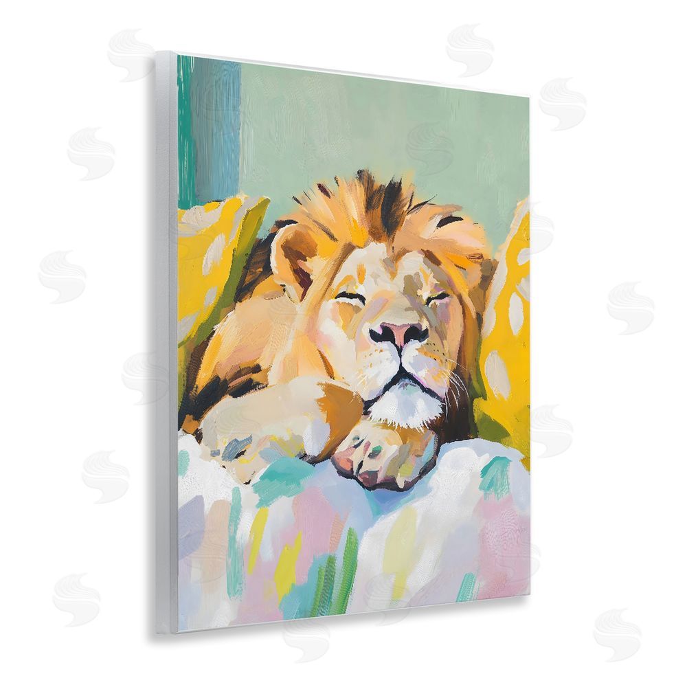 The Prints Vibe Sleeping Lion on Pastel Pillows Wall Plaque Printed Art
