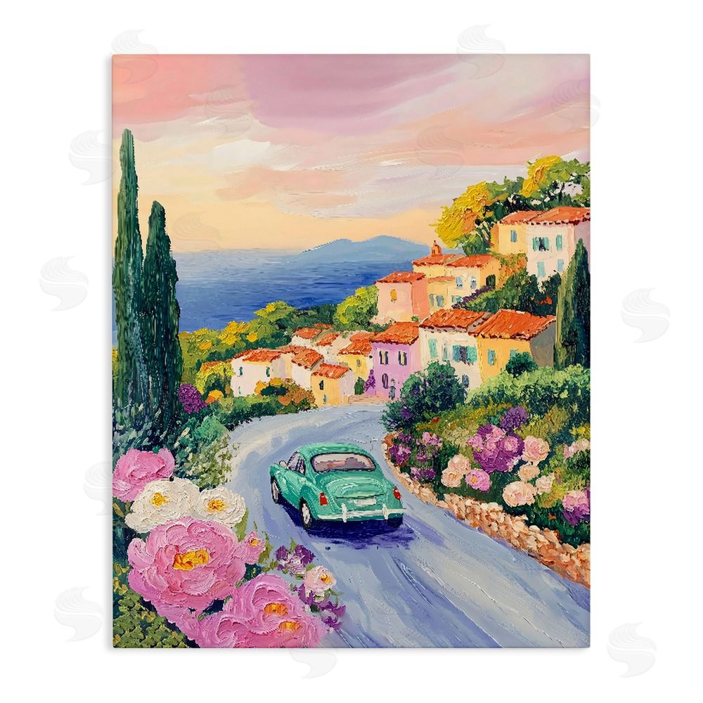 The Prints Vibe Driving Along The Coast Stretched Canvas Wall Art
