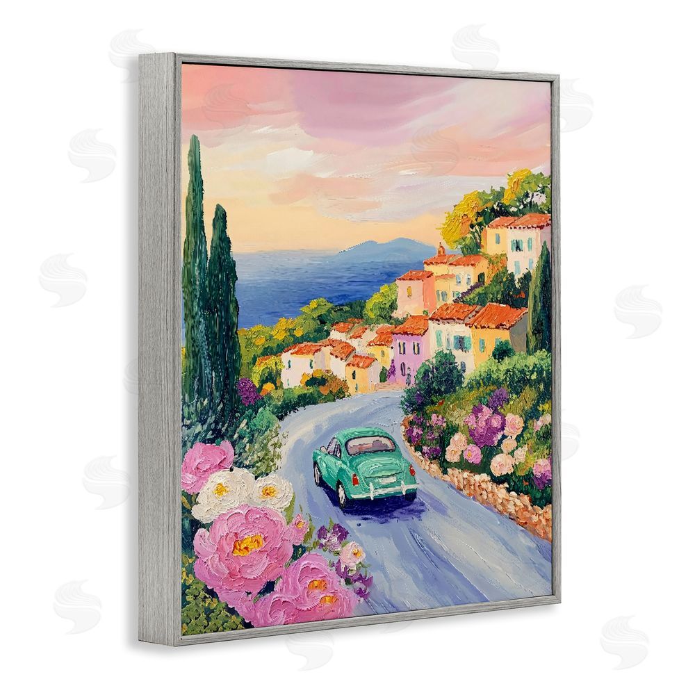 The Prints Vibe Driving Along The Coast Gray Framed Giclee Wall Art Print