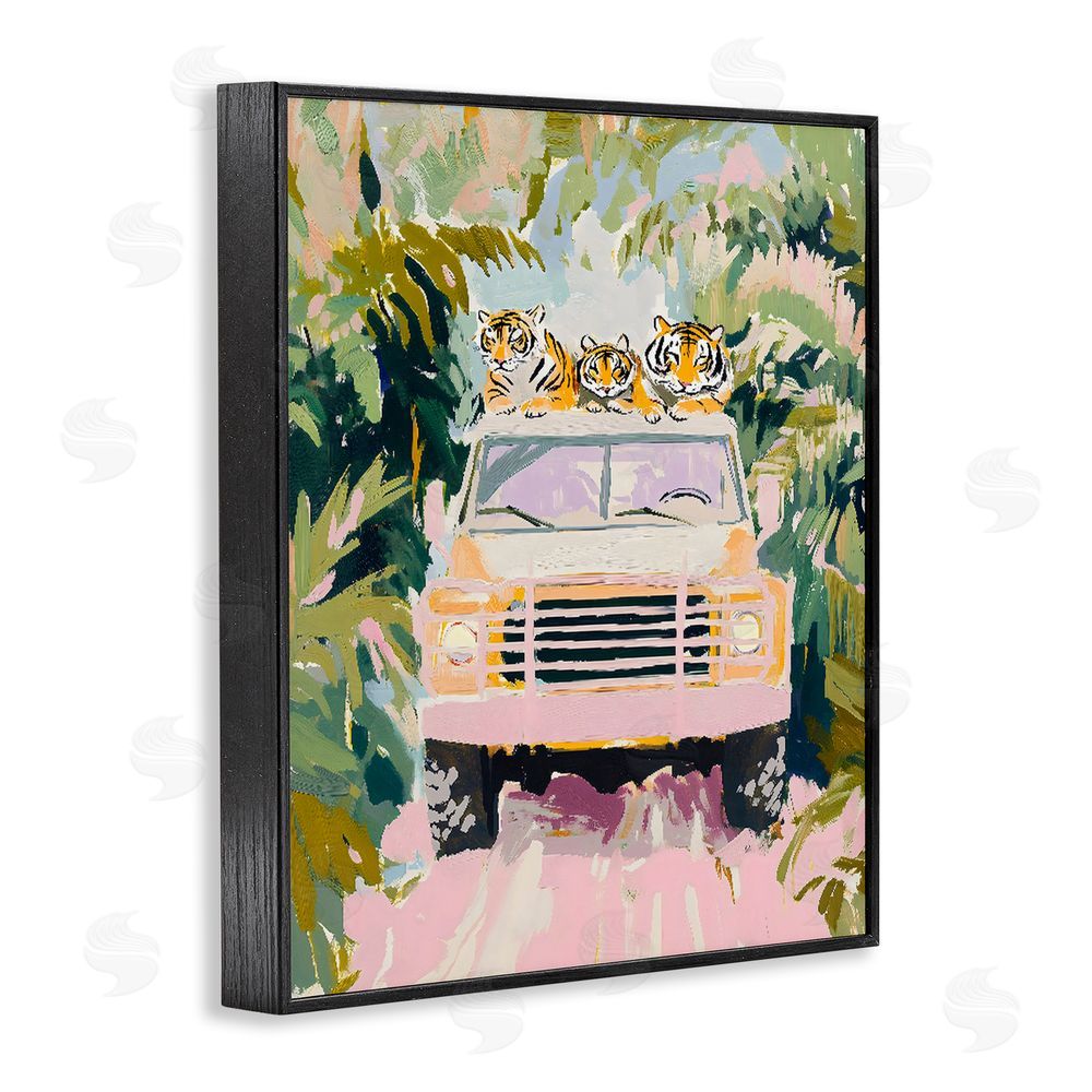 The Prints Vibe Safari Trip Tiger Trio Black Framed Giclee Wall Art Print
