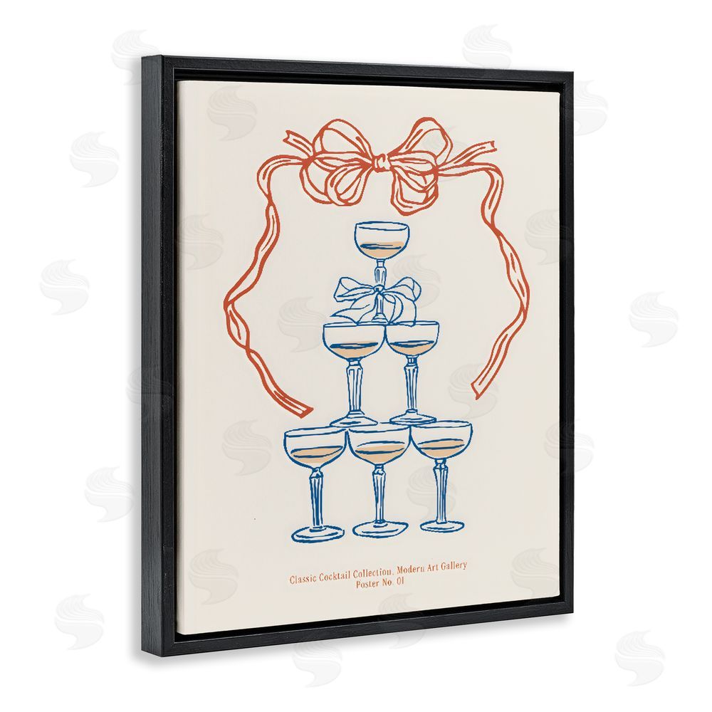 The Prints Vibe Classic Cocktail Tower Black Floating Frame Canvas Wall Art Print