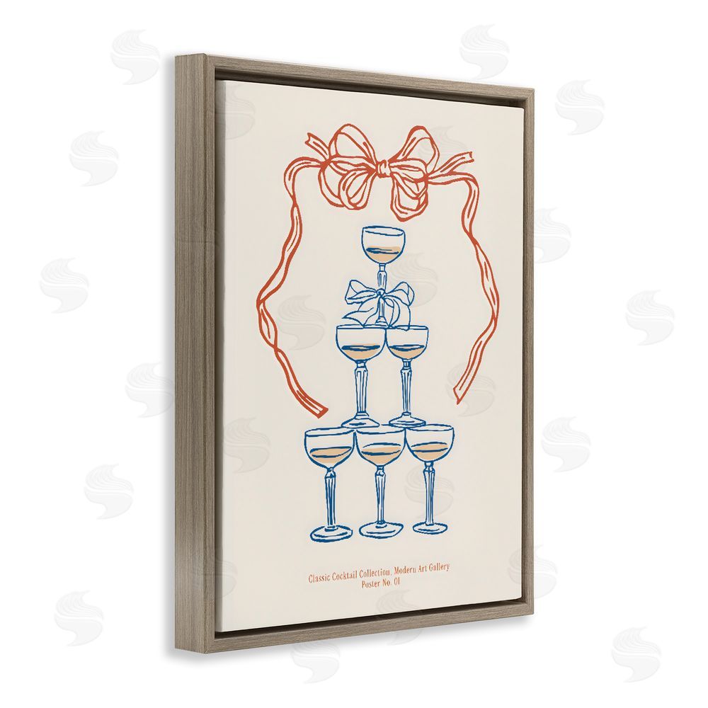 The Prints Vibe Classic Cocktail Tower Brown Floating Frame Canvas Wall Art Print