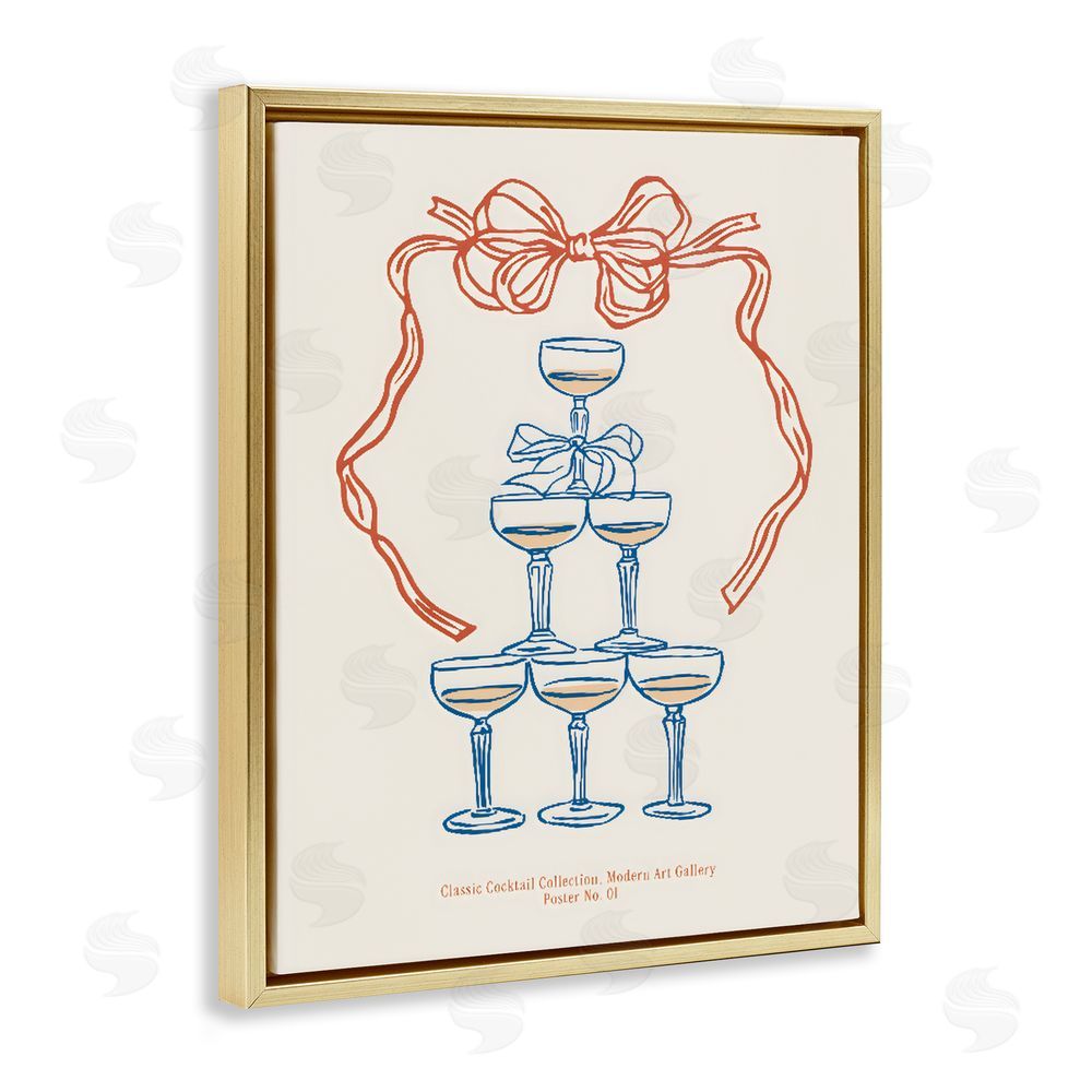 The Prints Vibe Classic Cocktail Tower Gold Floating Frame Canvas Wall Art Print