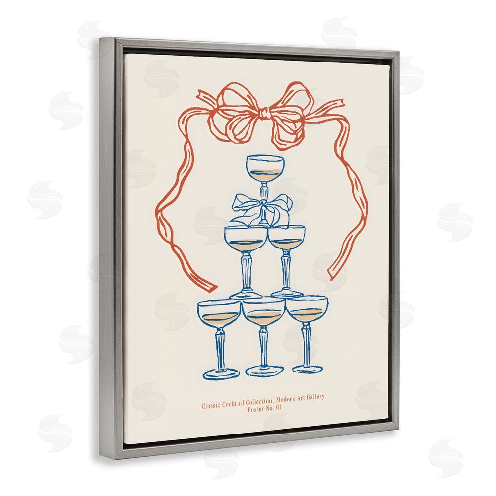 The Prints Vibe Classic Cocktail Tower Gray Floating Frame Canvas Wall Art Print
